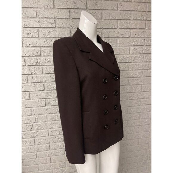 Express Tailleur Women Brown Wool Blend Double Breasted Jacket Size 7/8 - Picture 3 of 9